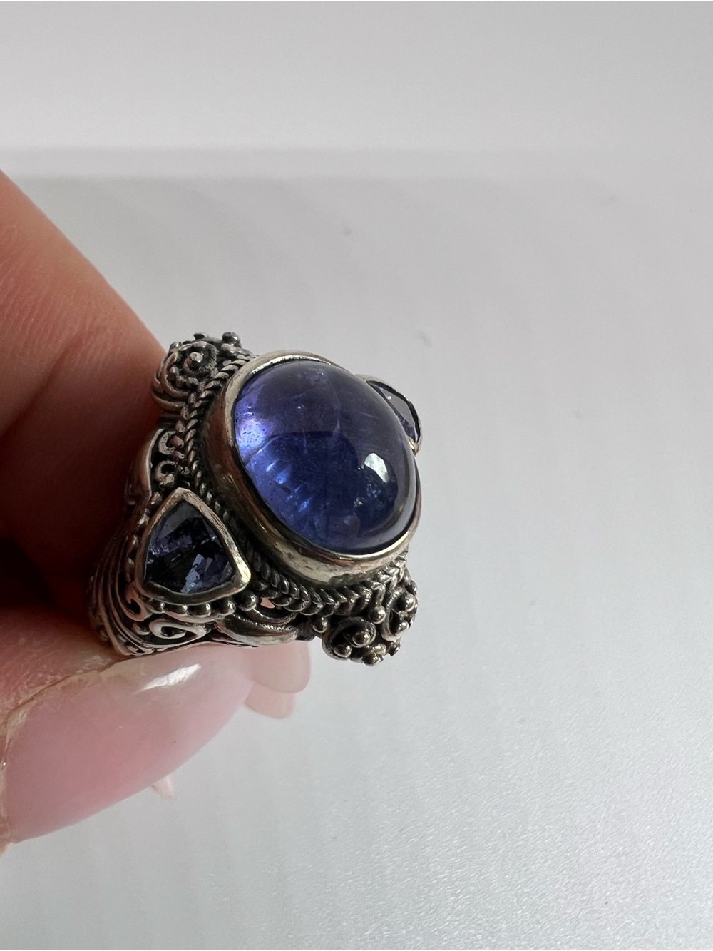 SARDA Tanzanite and Sterling silver Bali ring Size 7.5 11.6g - Picture 15 of 15